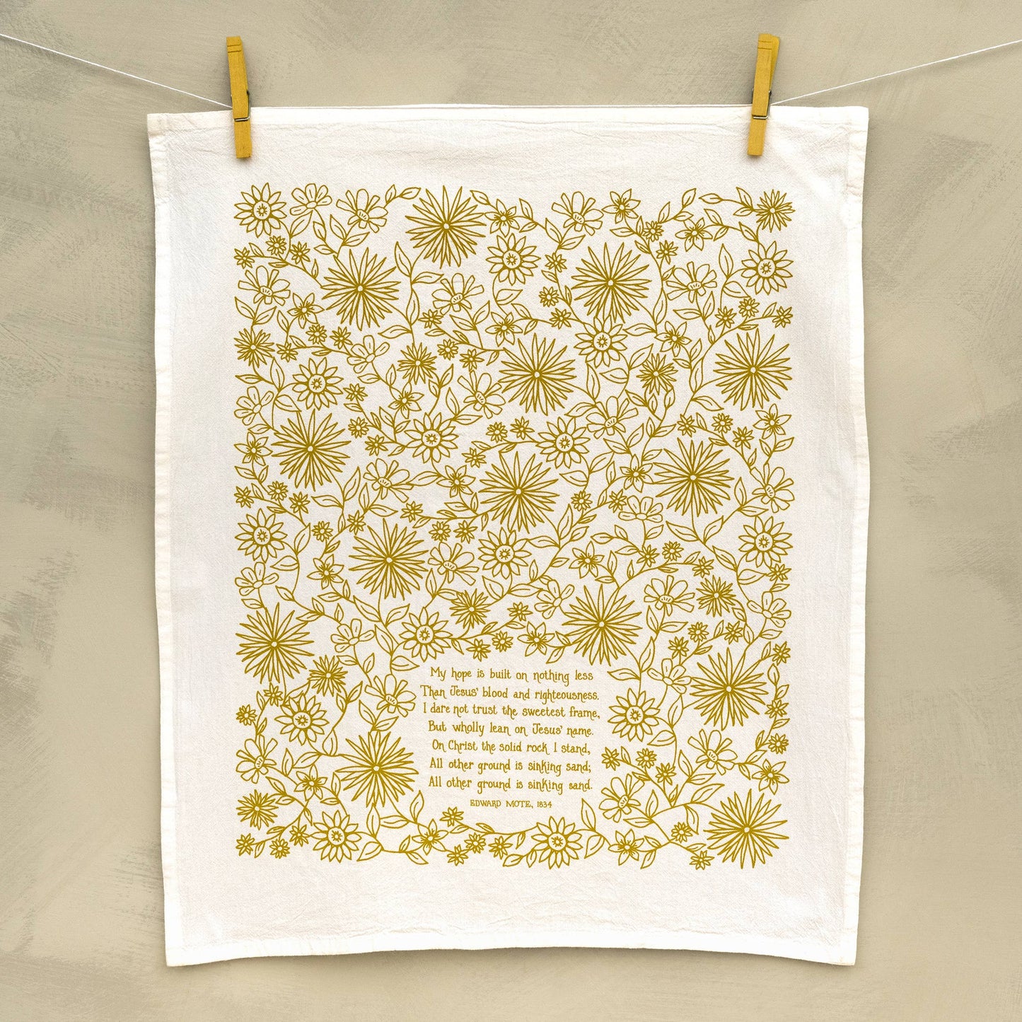 "My Hope Is Built" Hymn Tea Towel