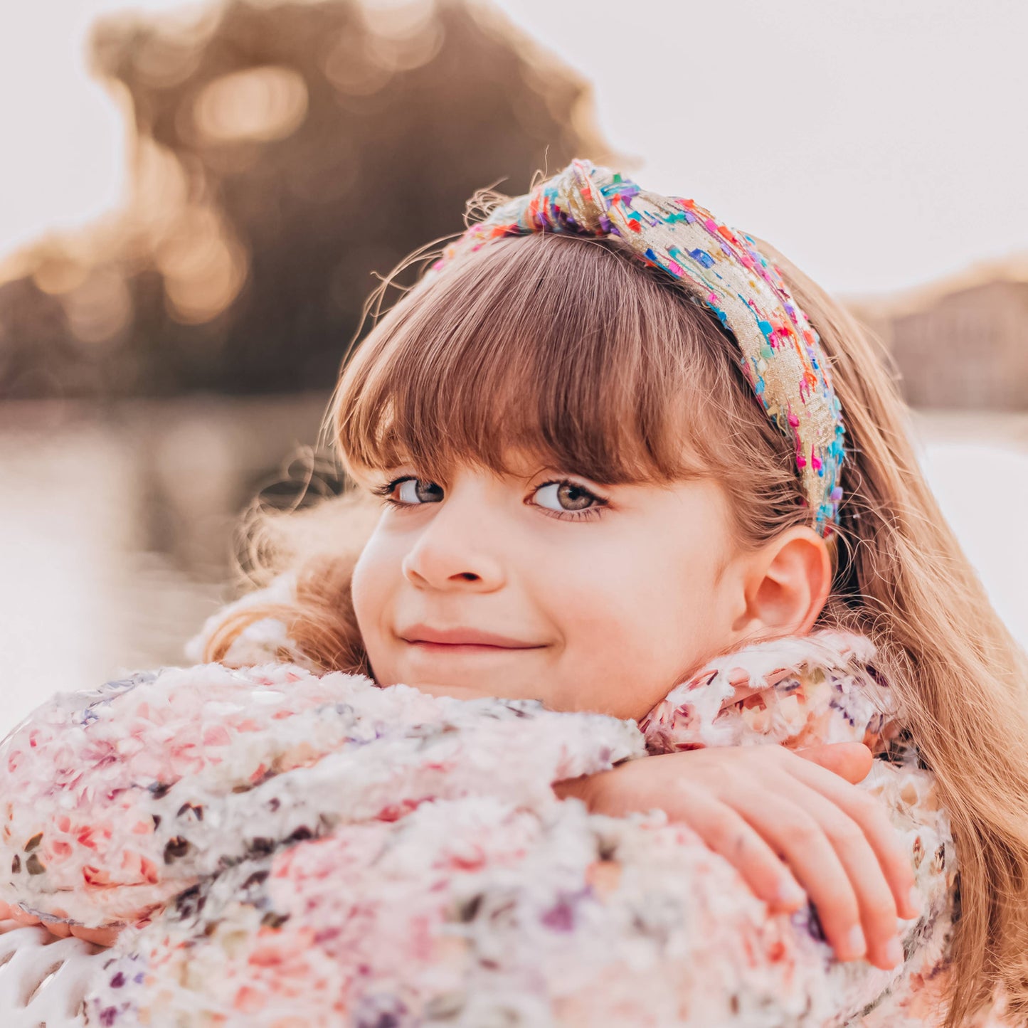 Kids Confetti Knot Headband- Silver