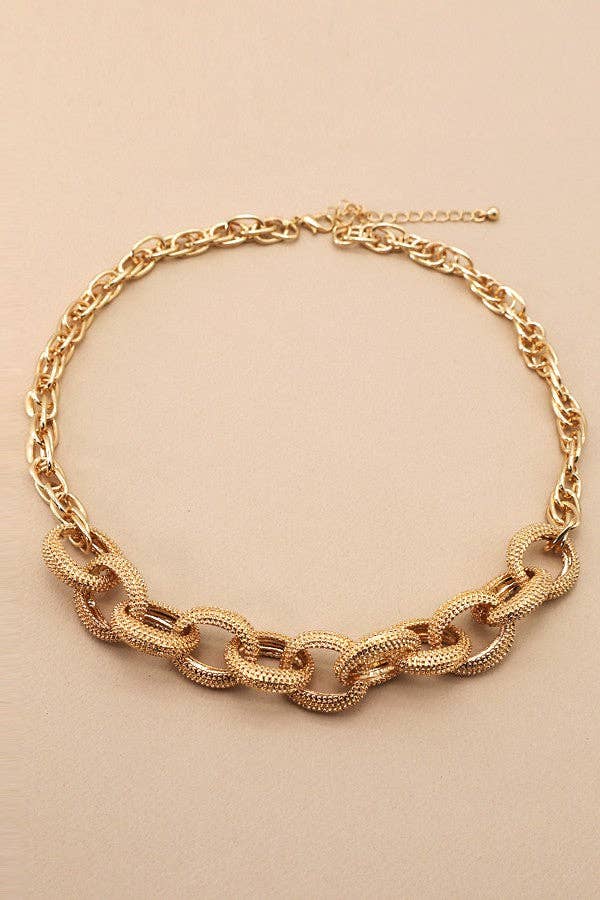 Caviar Link Chain Necklace- Gold