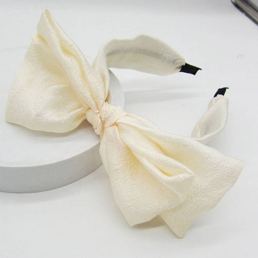 Fluffy Bow Headband- Ivory