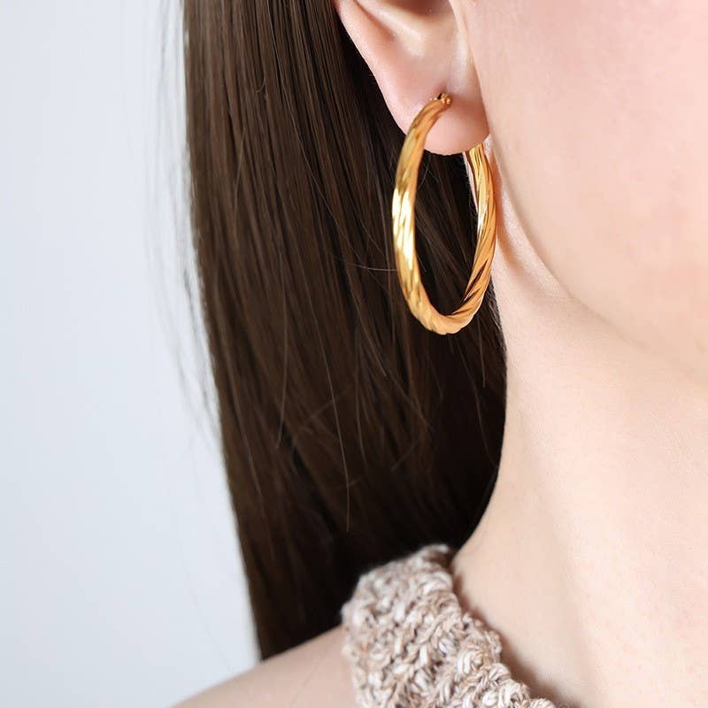 18K Stainless Steel Tarnish Free Waterproof Hoop