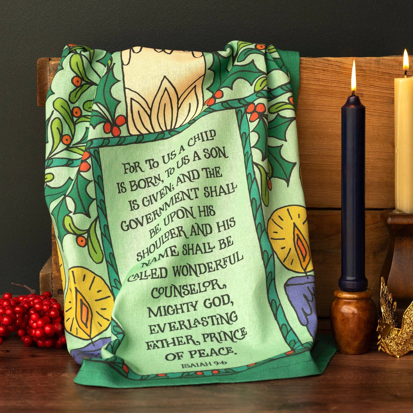 For To Us Christmas Tea Towel