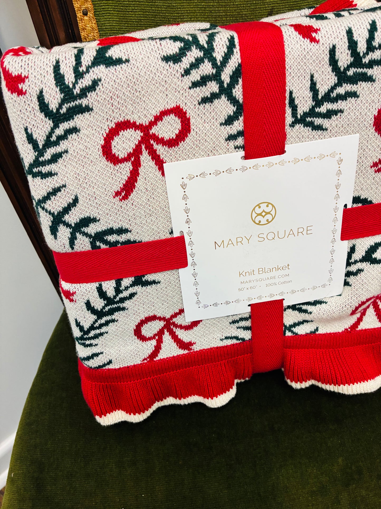 Mary Square Holiday Trellis Knit Blanket