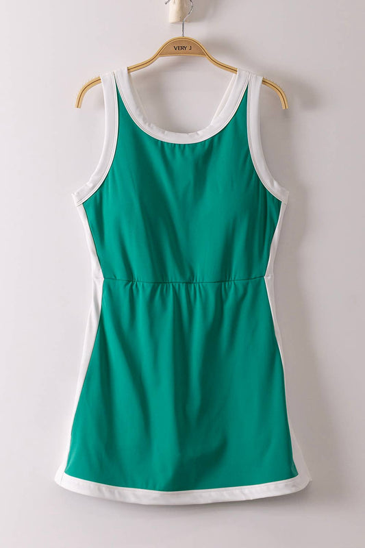 Green Active Dress with Built-In Shorts