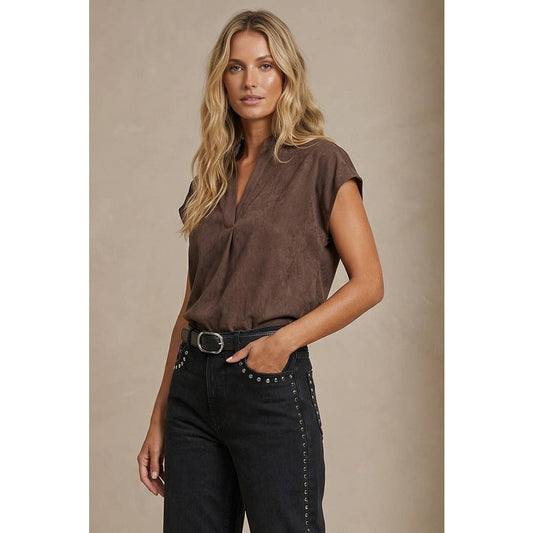 Soft Matte Drop Shoulder Blouse: Chocolate