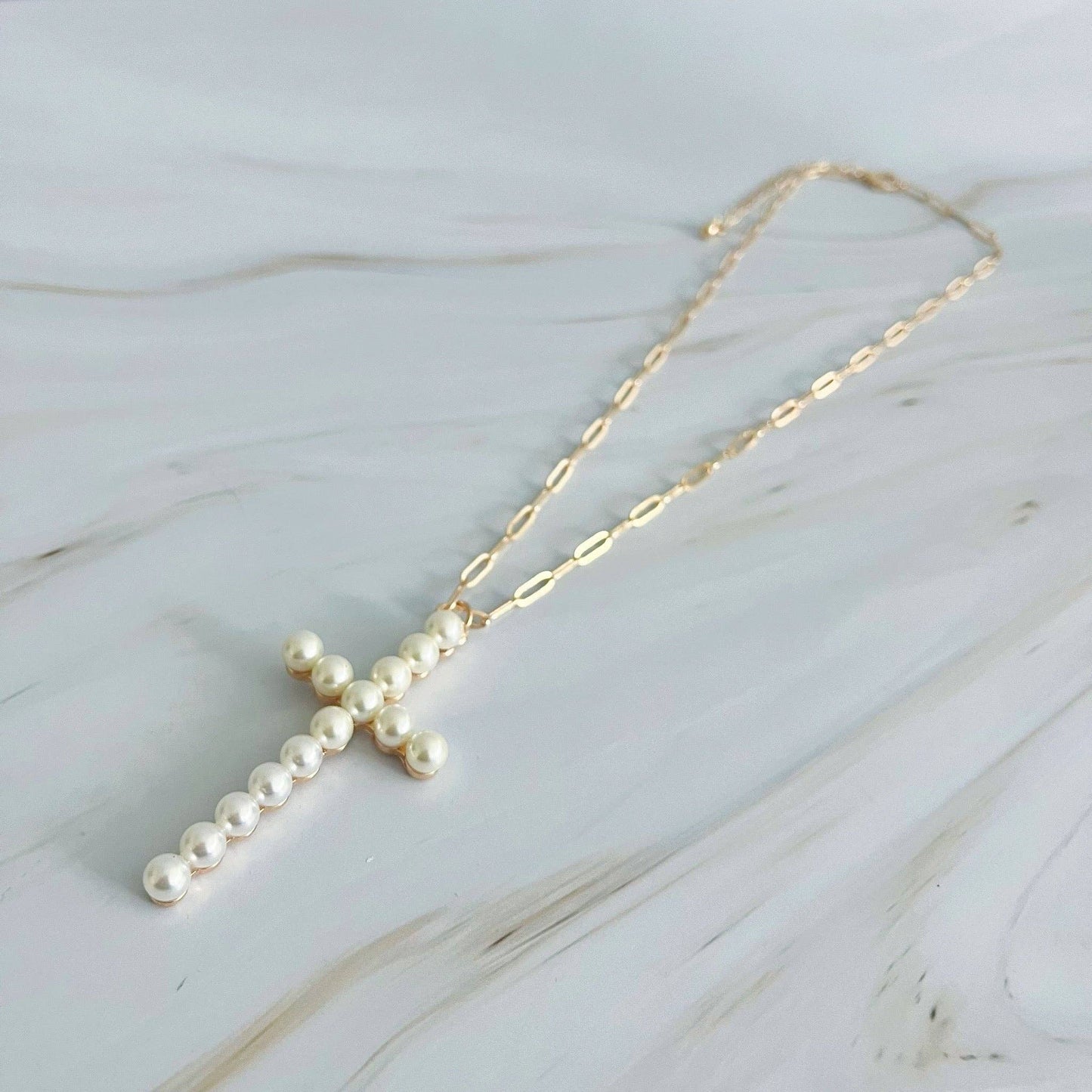 The Pearl Cross Necklace