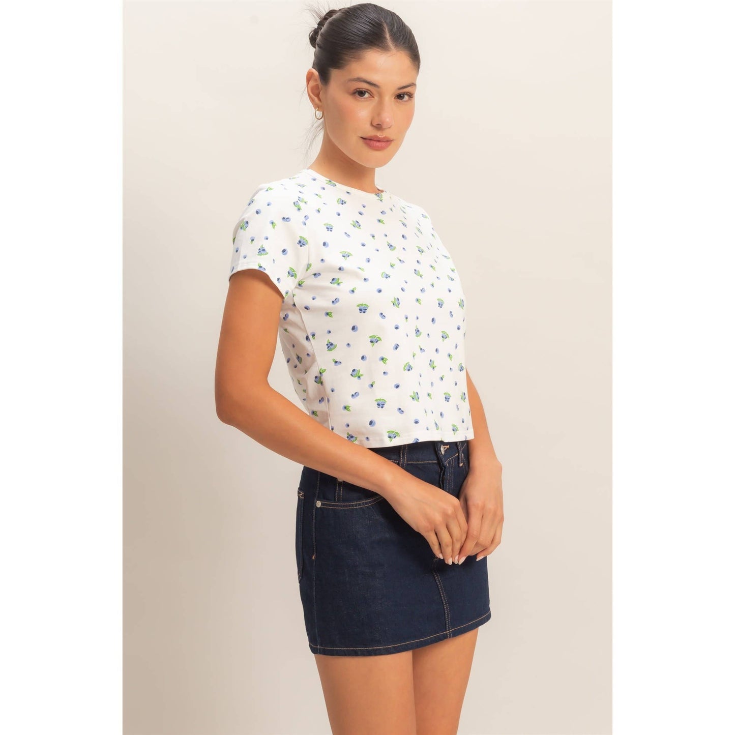Blueberry Print Crew Neck Tee
