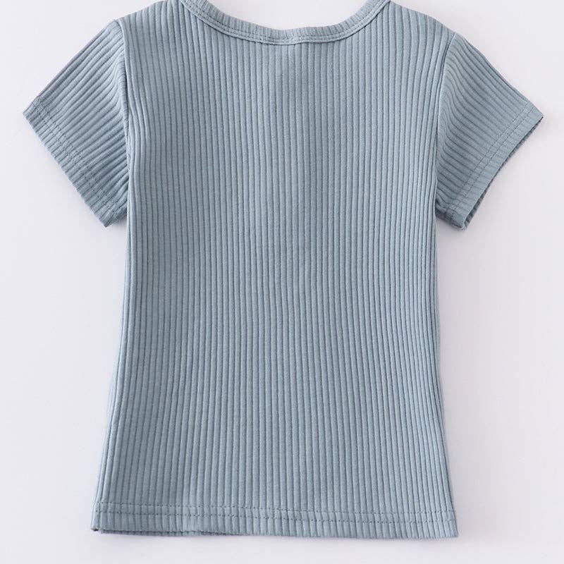 Blue Ribbed Cotton Shirt