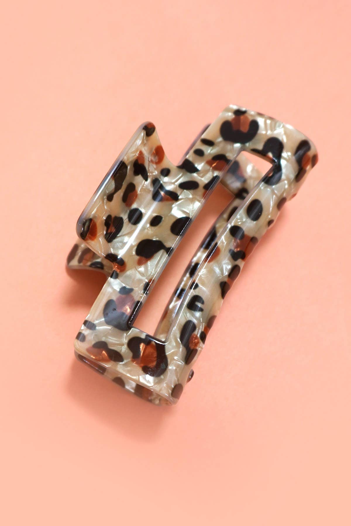 Rectangle Leopard Animal Design Hair Claw Clips