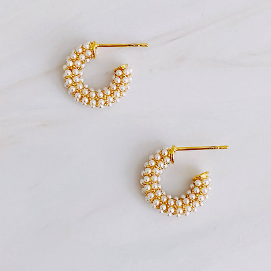 Pearl Mini Hoop Earrings