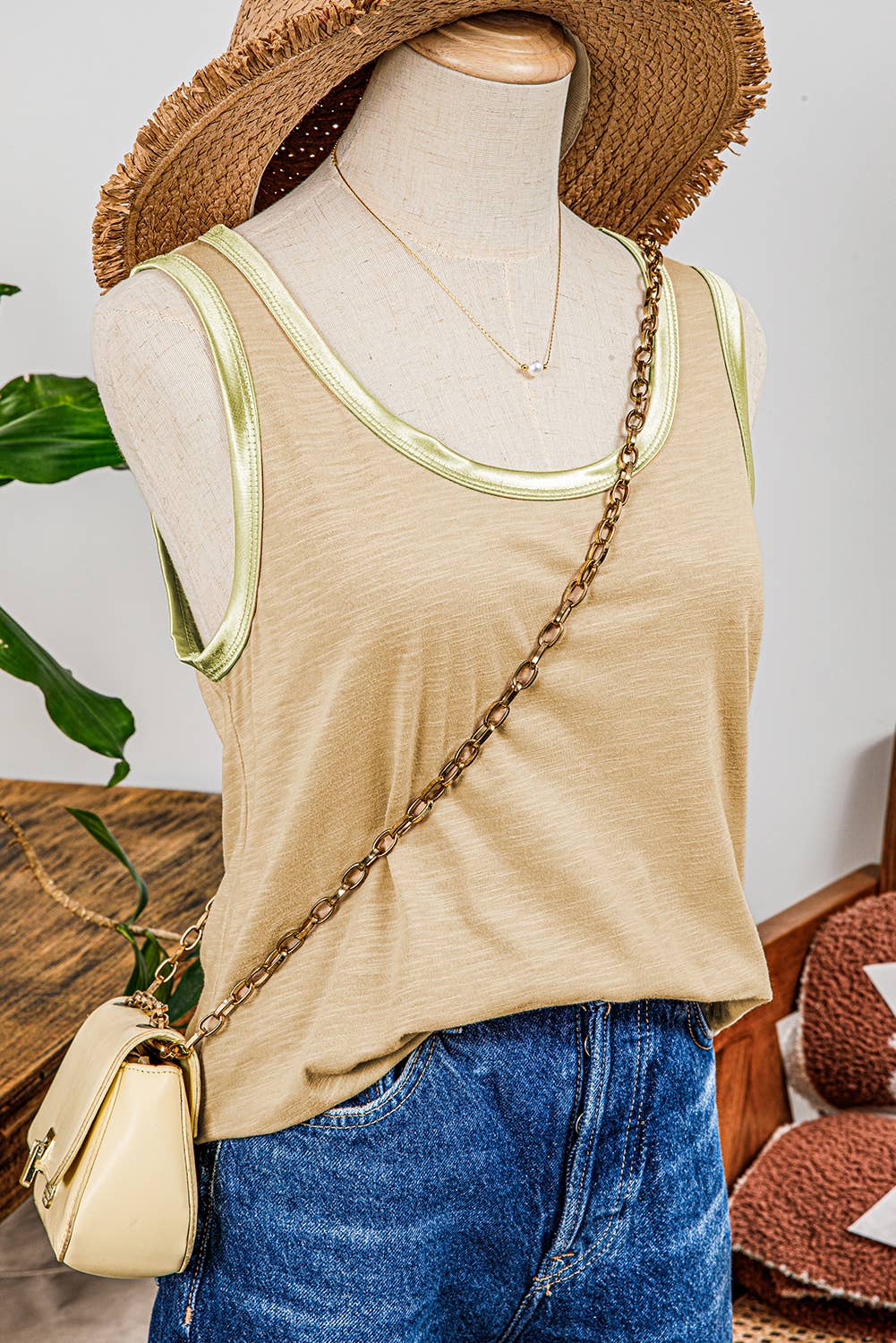 Metallic Scoop Neck Top