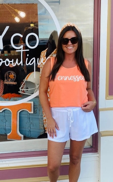 Tennessee Puff Script Orange Tank- Comfort Colors