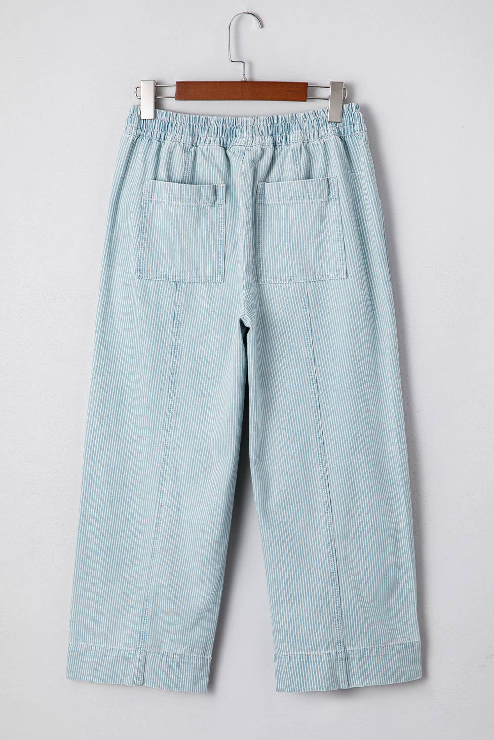 Stripe Mid Rise Drawstring Waist Denim Jeans