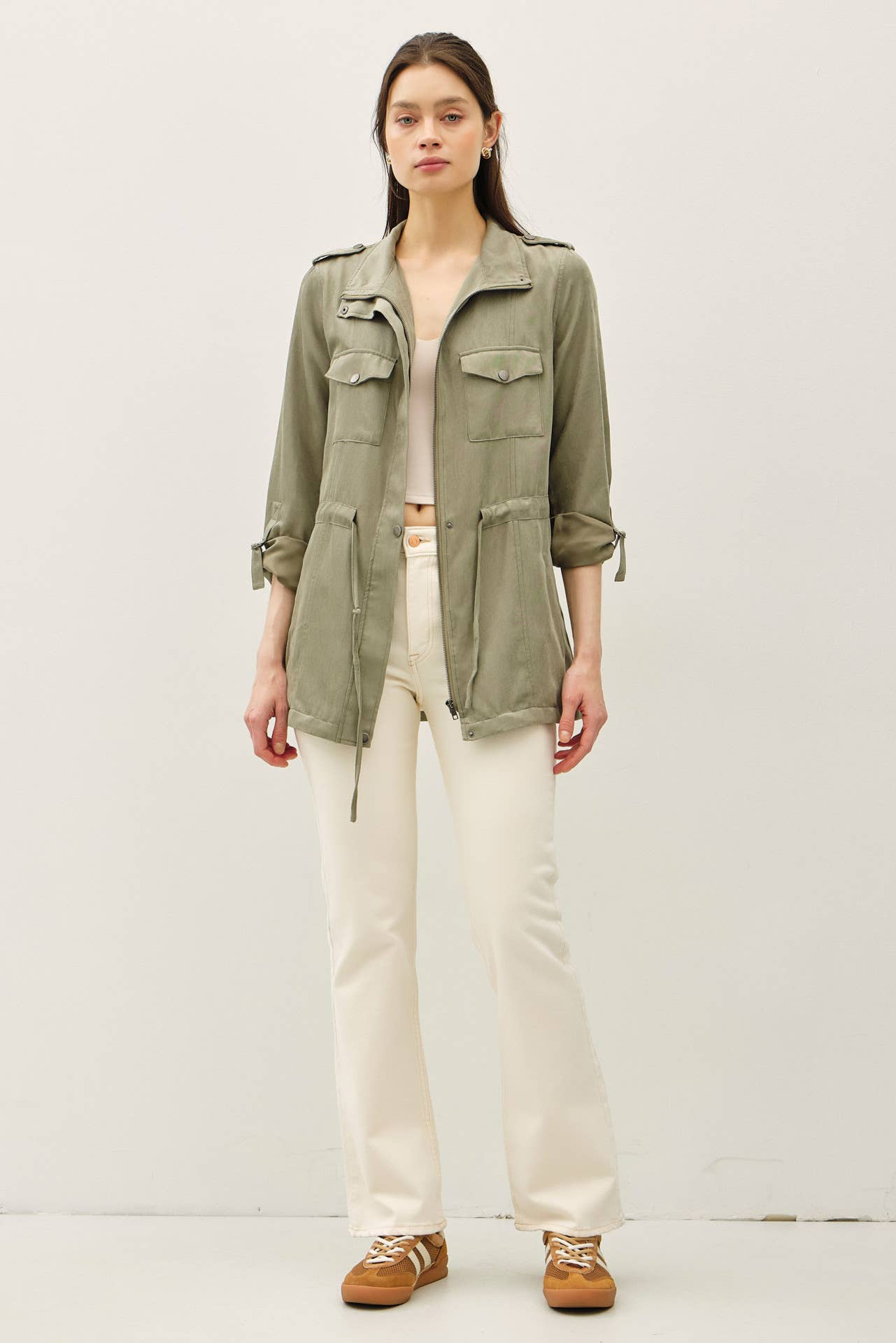 Soft Utility Jacket | Lightweight Casual Layer with Zip & Button Closure