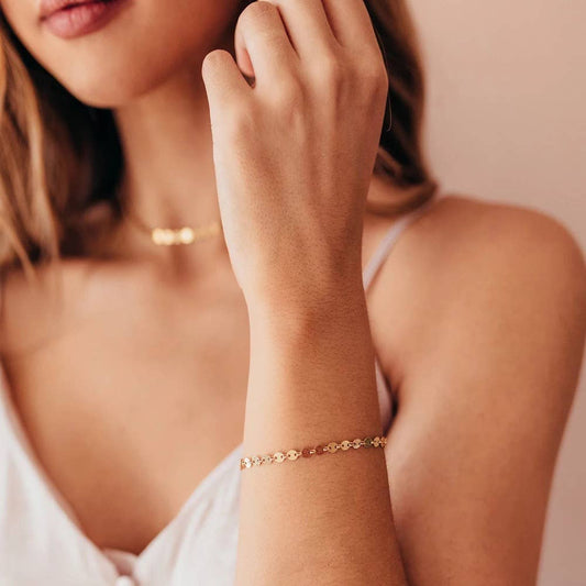 14K Gold Plated Disc Bracelet