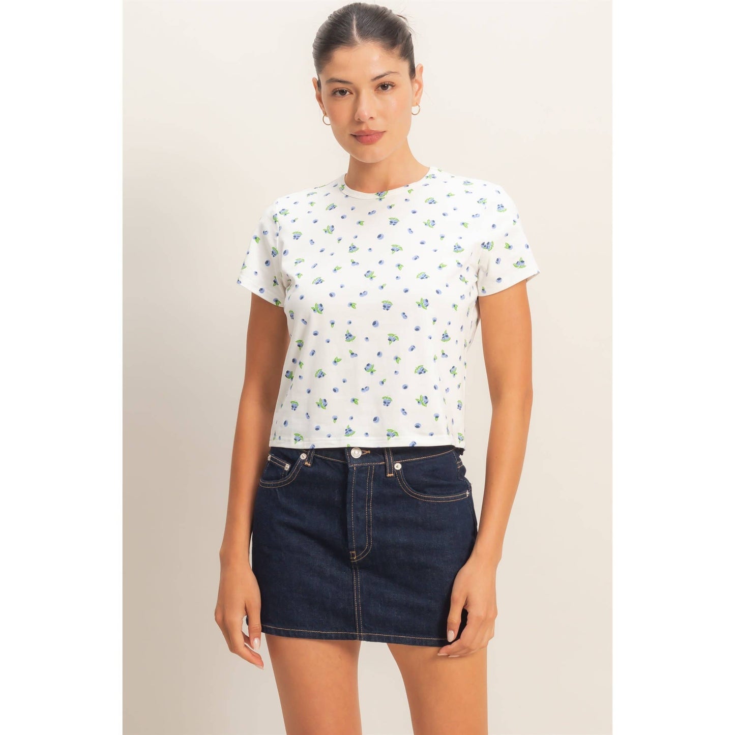 Blueberry Print Crew Neck Tee