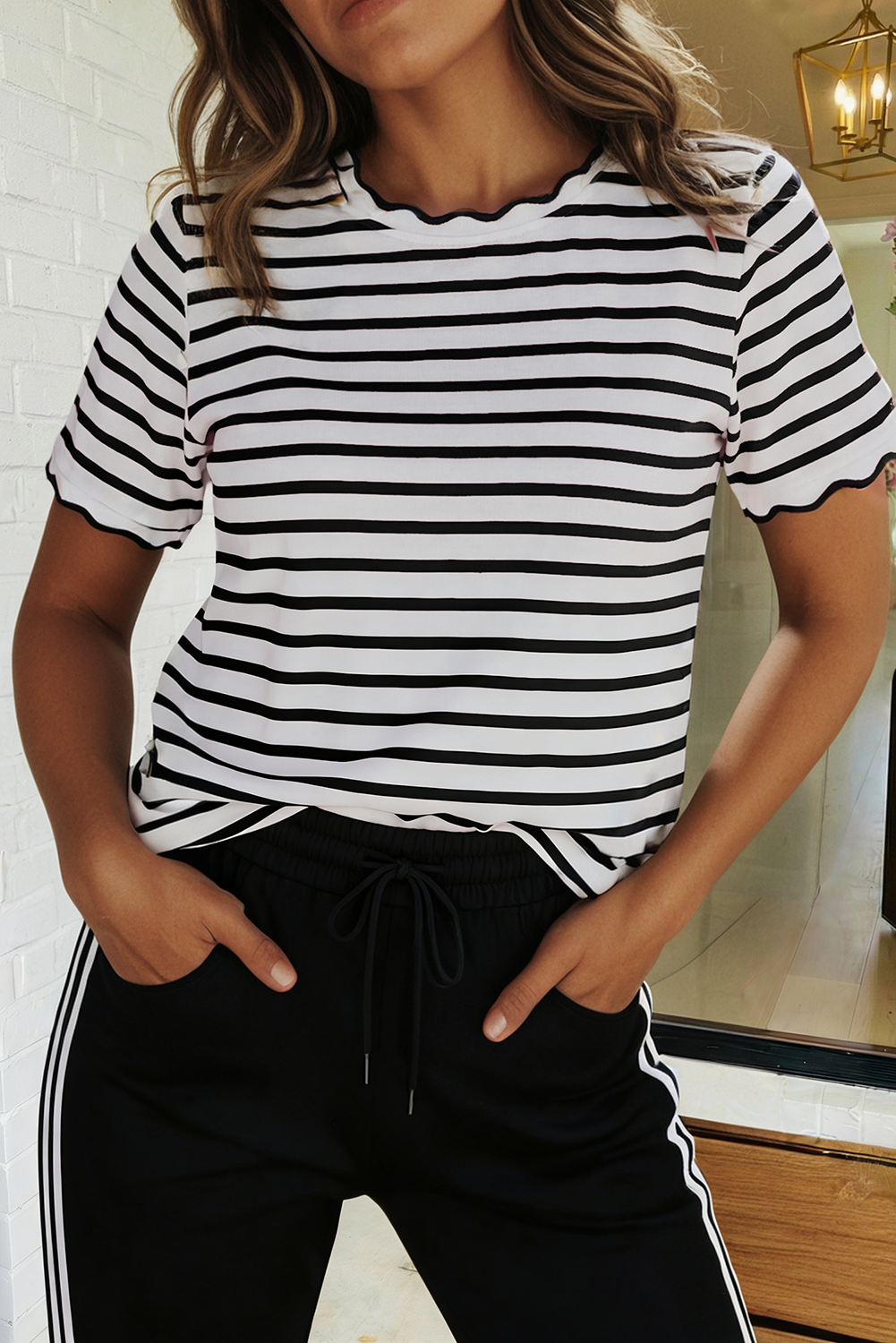Classic Stripe Lettuce Edge Tee