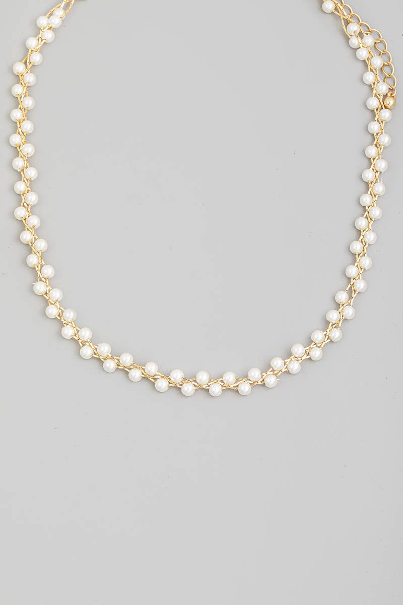 Braided Pearl Chain Necklace