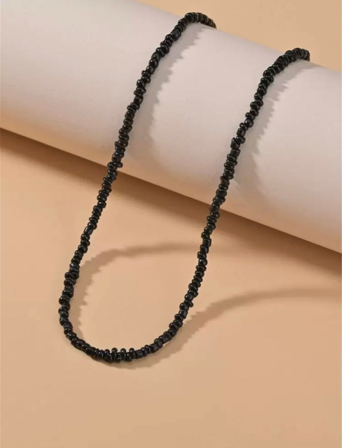 Black Seed Bead Choker Necklace with Extender Chain