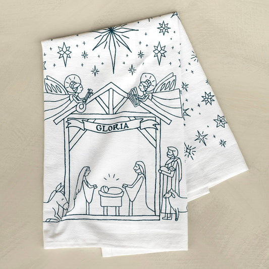 Nativity Christmas Tea Towel