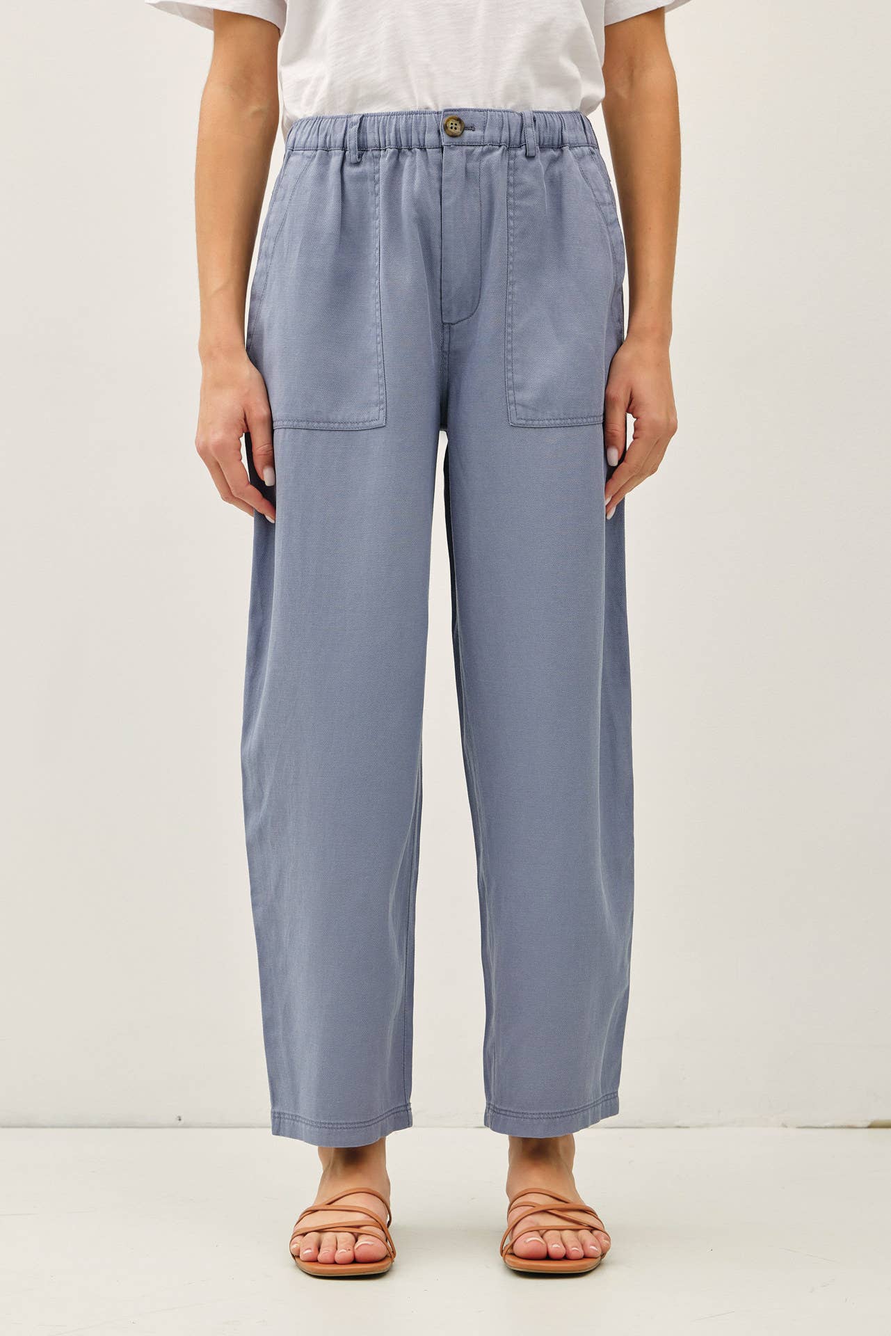 Soft Tencel Wide Leg Pants – Dusty Blue