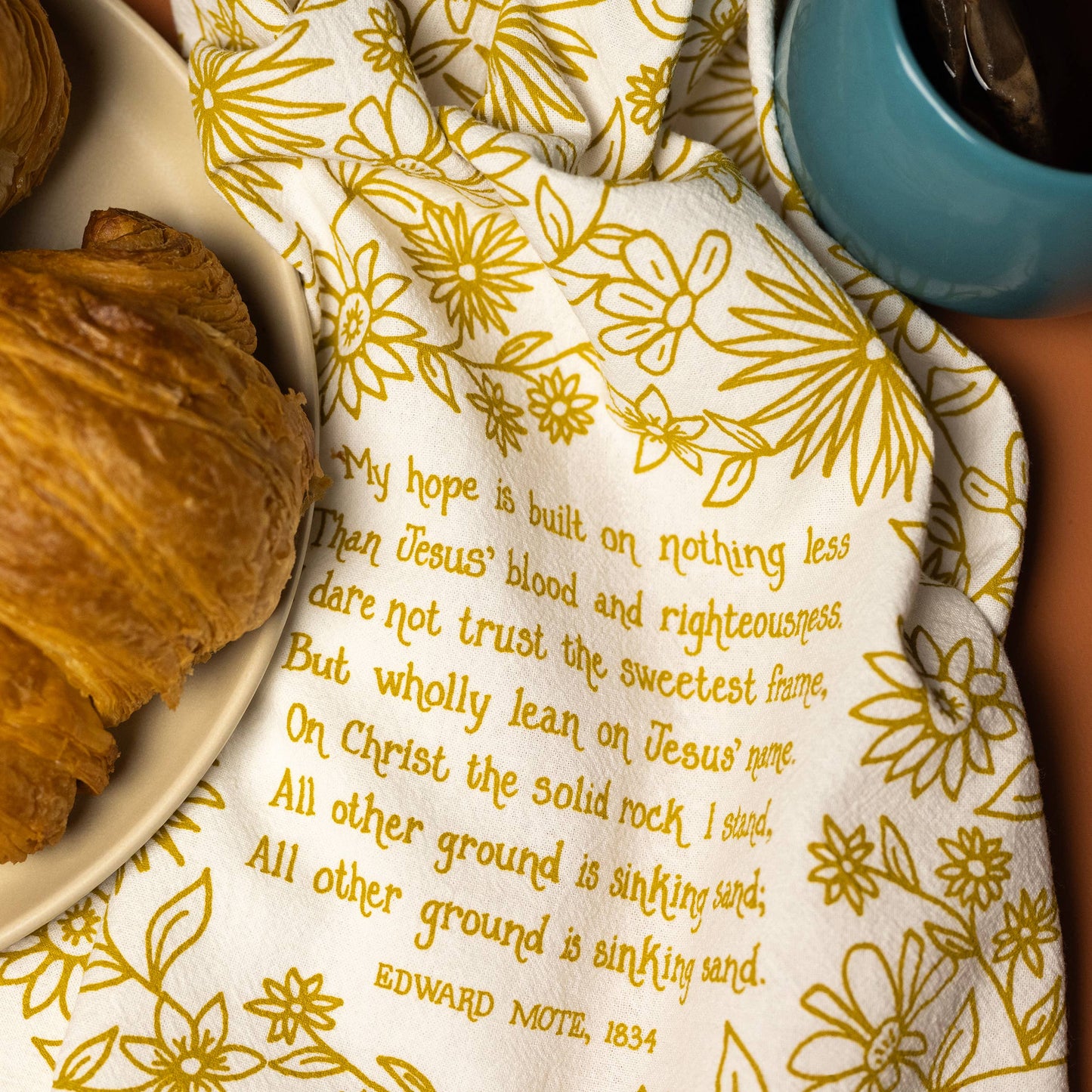 "My Hope Is Built" Hymn Tea Towel