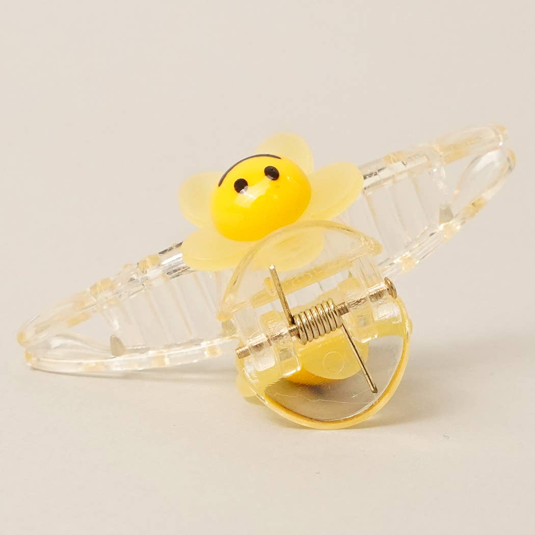 Mini Smiley Flower Clear Hair Claw Clip