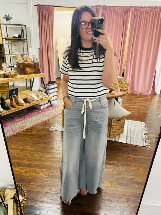 Denim Gray Wide Leg Pants