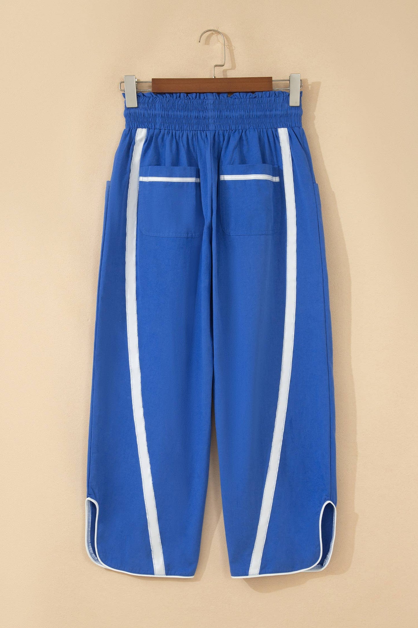 Side Stripe Smocked Waist Cropped Pants
