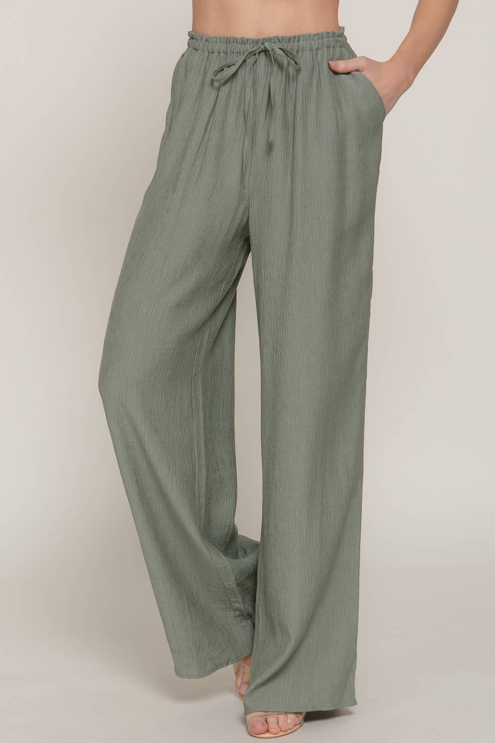 Light Weight Flowy Pants- Green