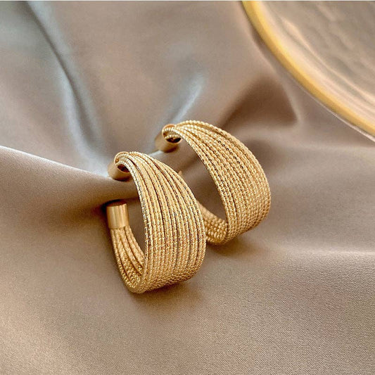 Chunky Textured Gold Hoop Earrings: Gold