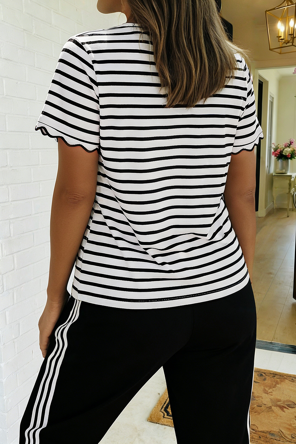 Classic Stripe Lettuce Edge Tee
