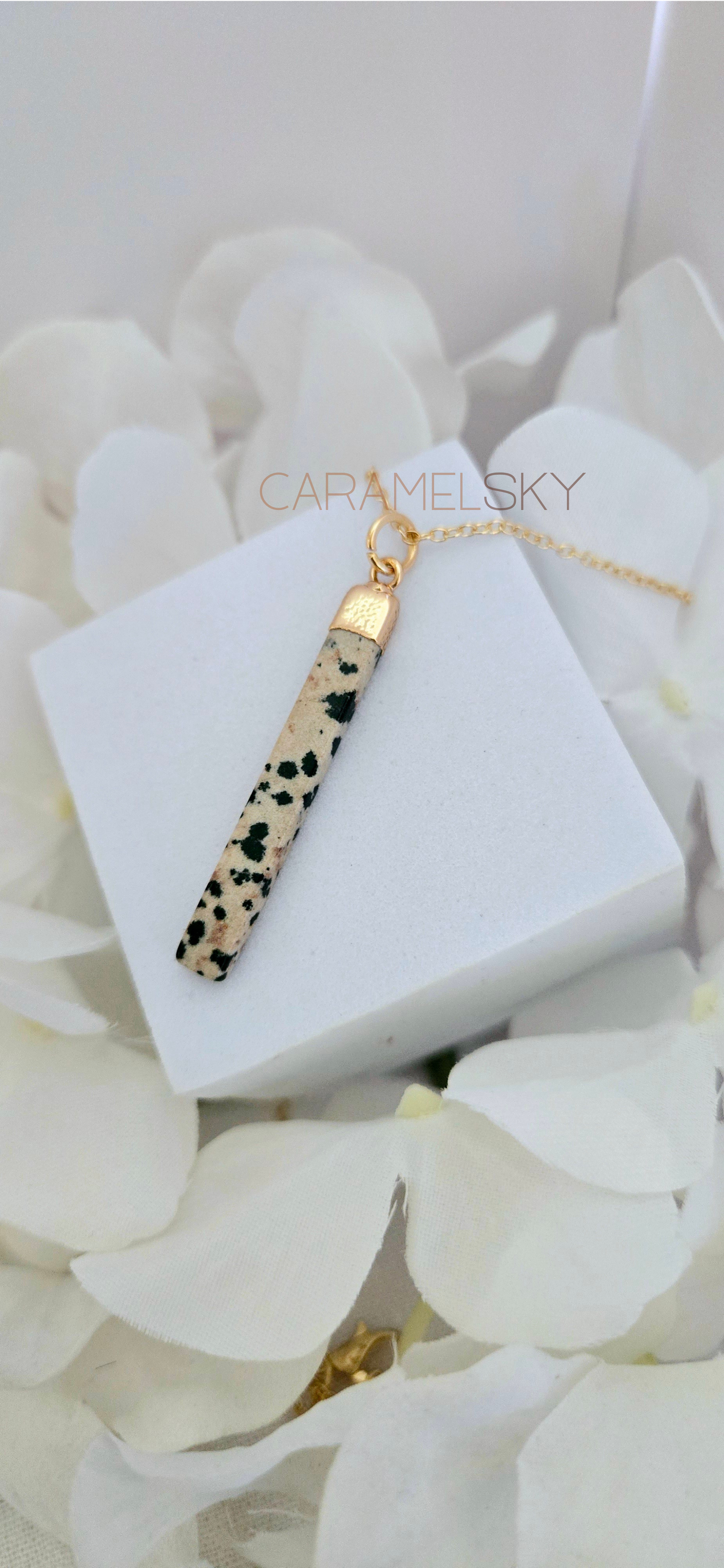 Dalmatian Jasper Bar Necklace- Natural Stone Jewelry