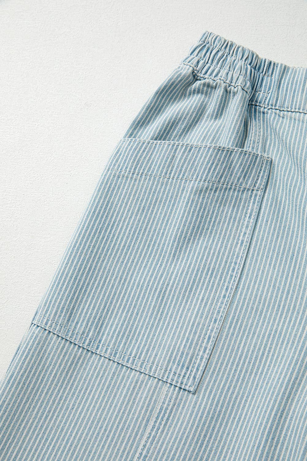 Stripe Mid Rise Drawstring Waist Denim Jeans
