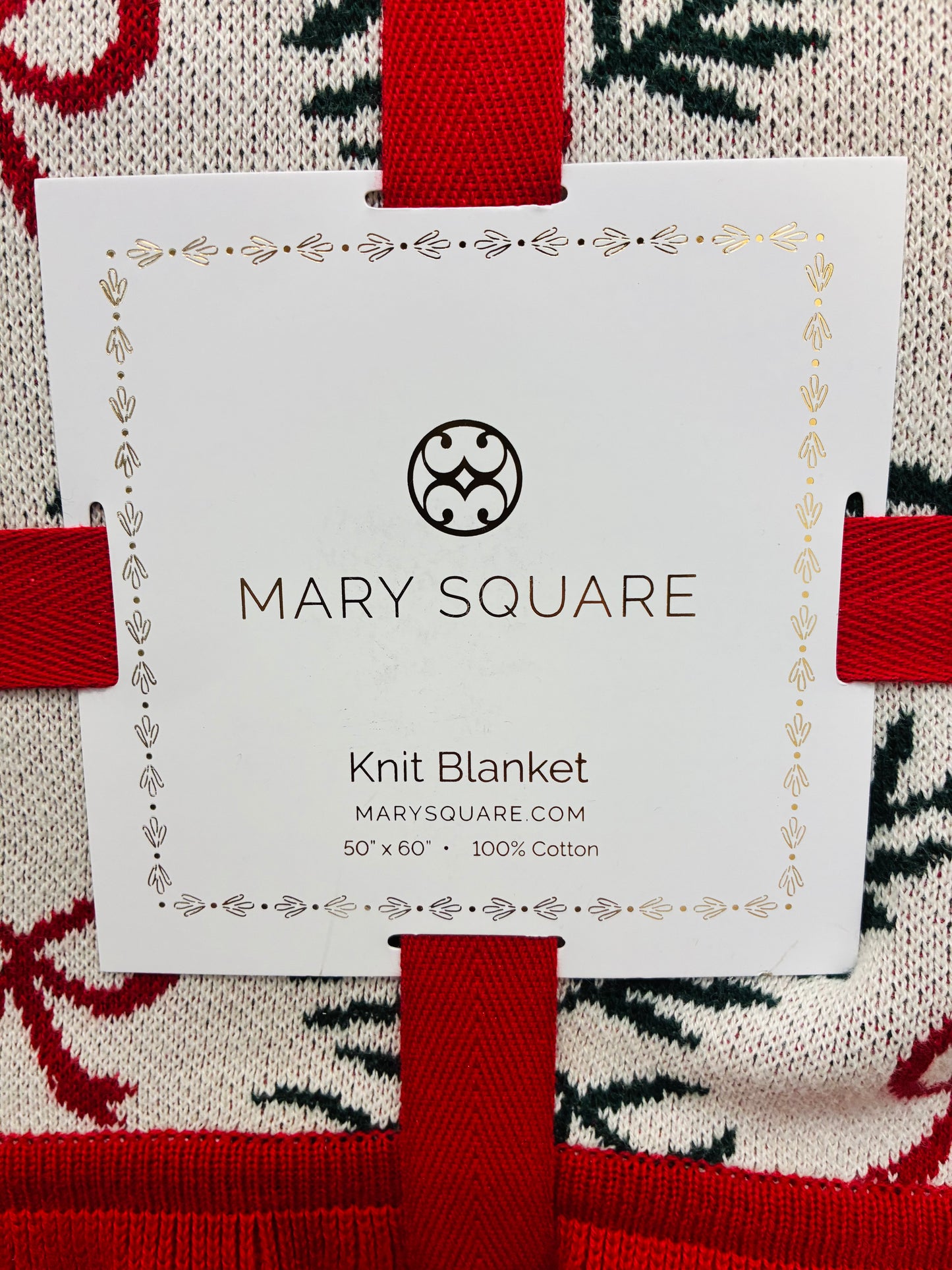 Mary Square Holiday Trellis Knit Blanket