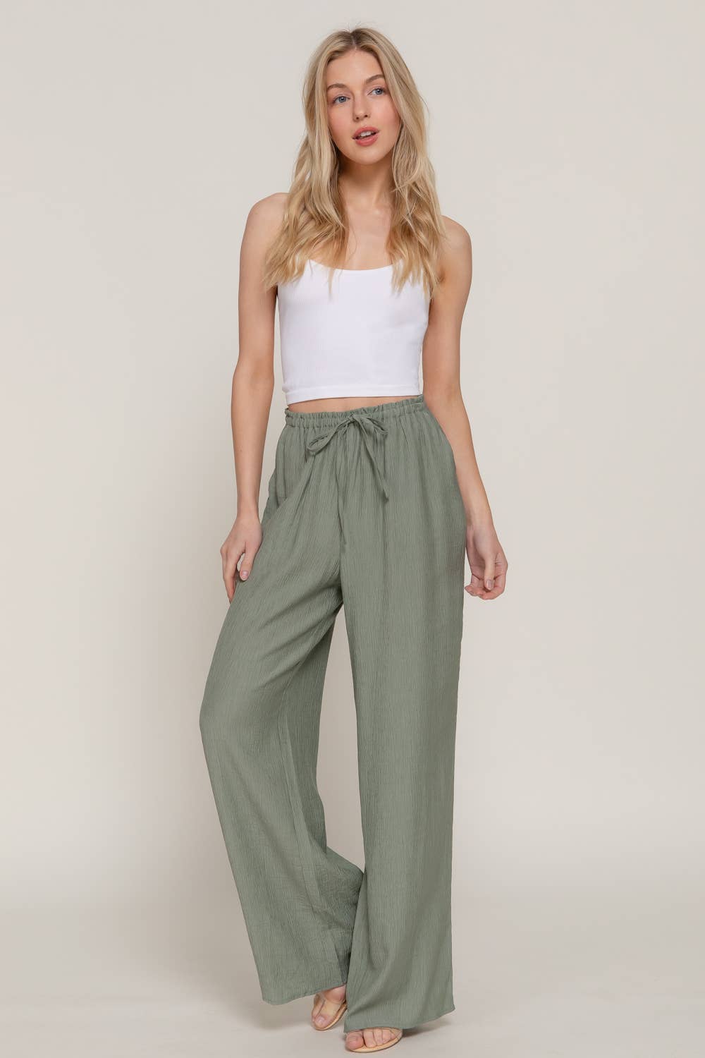 Light Weight Flowy Pants- Green
