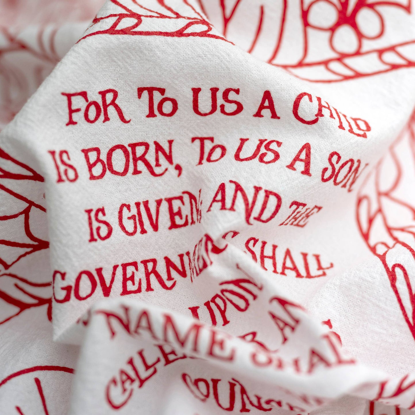 "For to Us a Child Is Born" Christmas Tea Towel