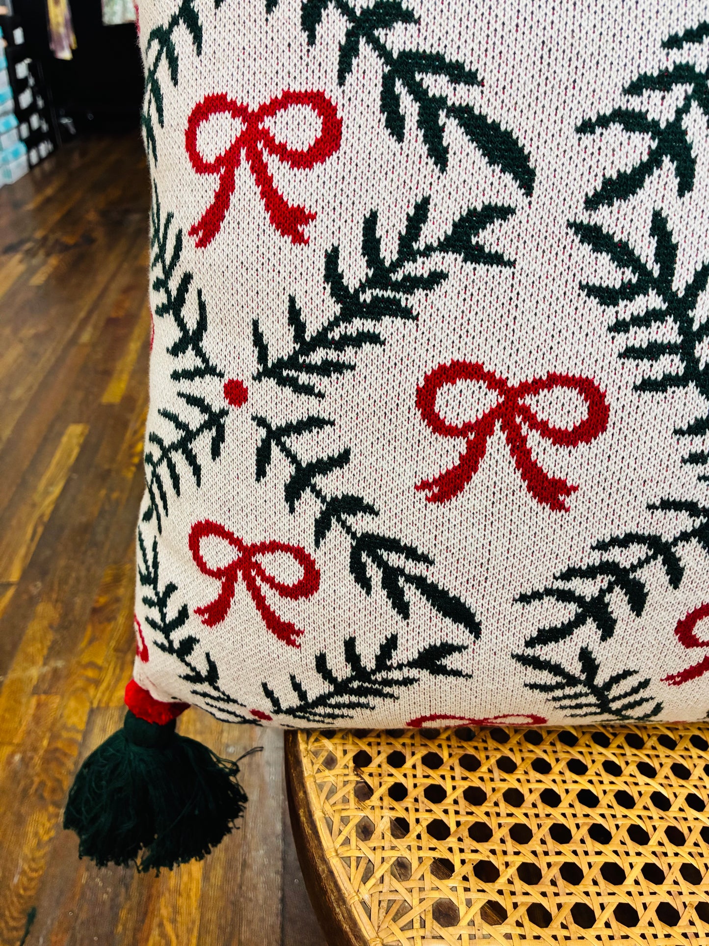 Mary Square Holiday Trellis Large Throw Pillow