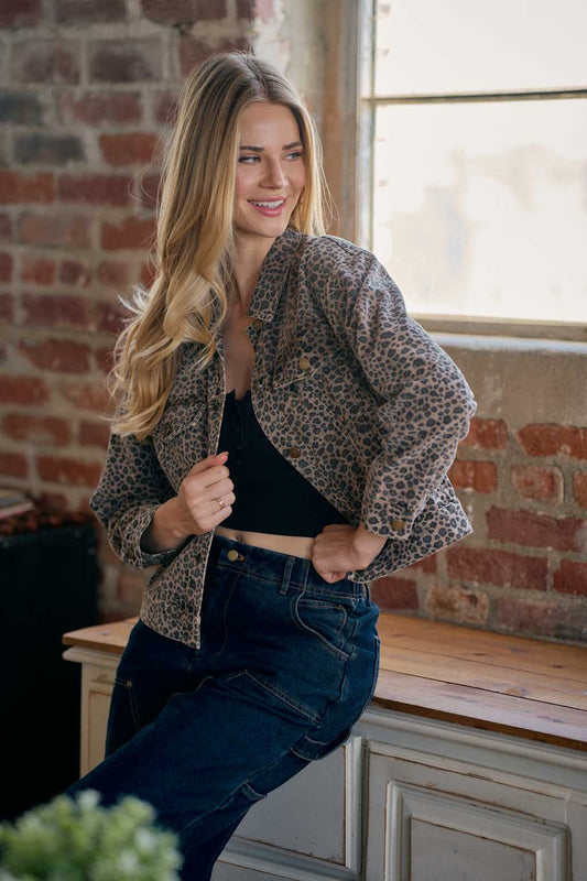 Leopard Print Denim Jacket
