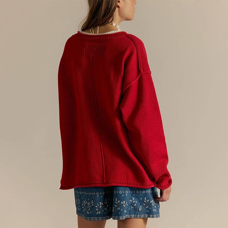 Cozy Knit Drop-Shoulder Sweater