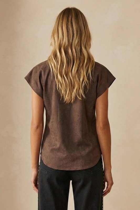 Soft Matte Drop Shoulder Blouse: Chocolate