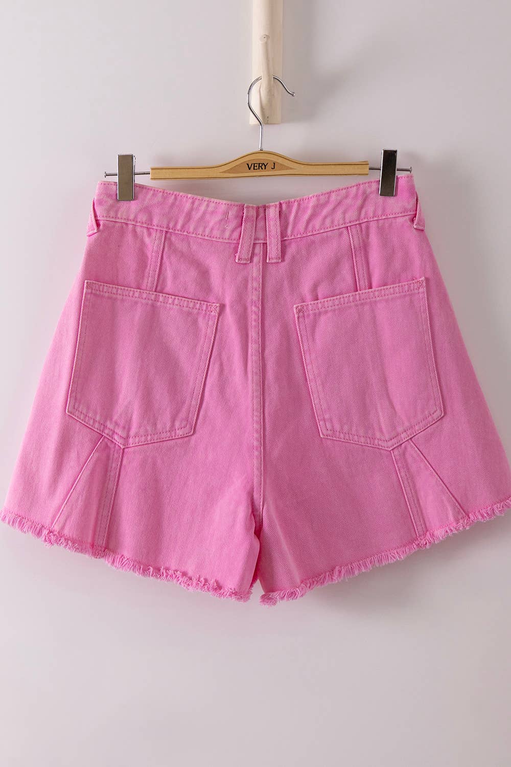 Mineral Washed Denim Frayed Hem Shorts