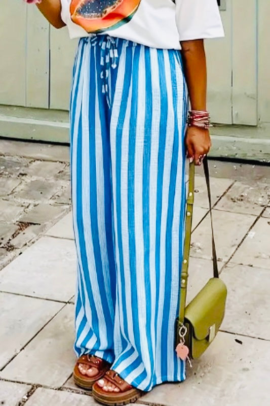 Blue Stripe Wide Leg Pants