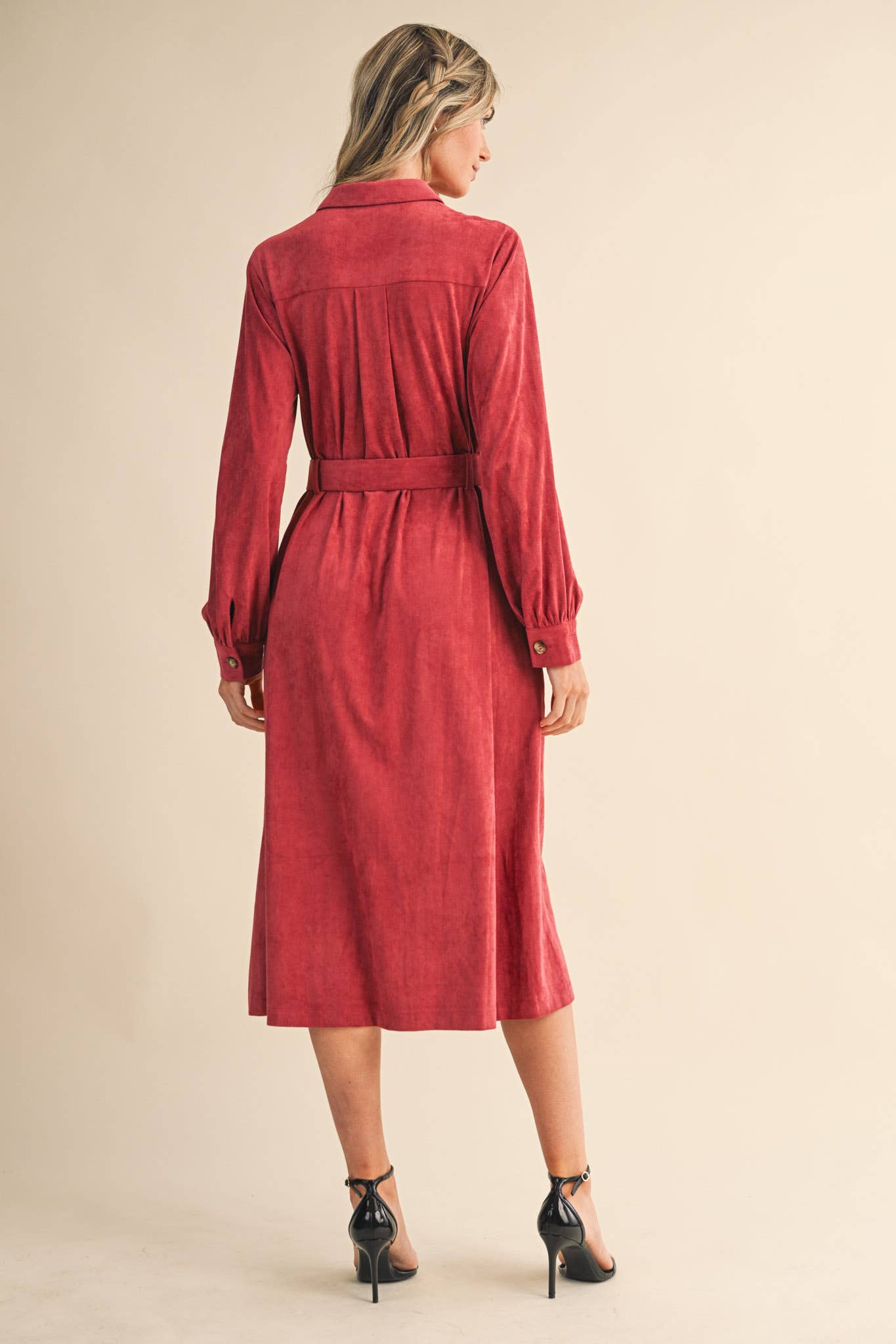 Suede Shirt Dress: Dusty Berry