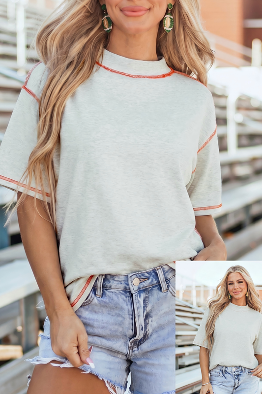Game Day Reversible Mock neck Contrast-Stitched Tee