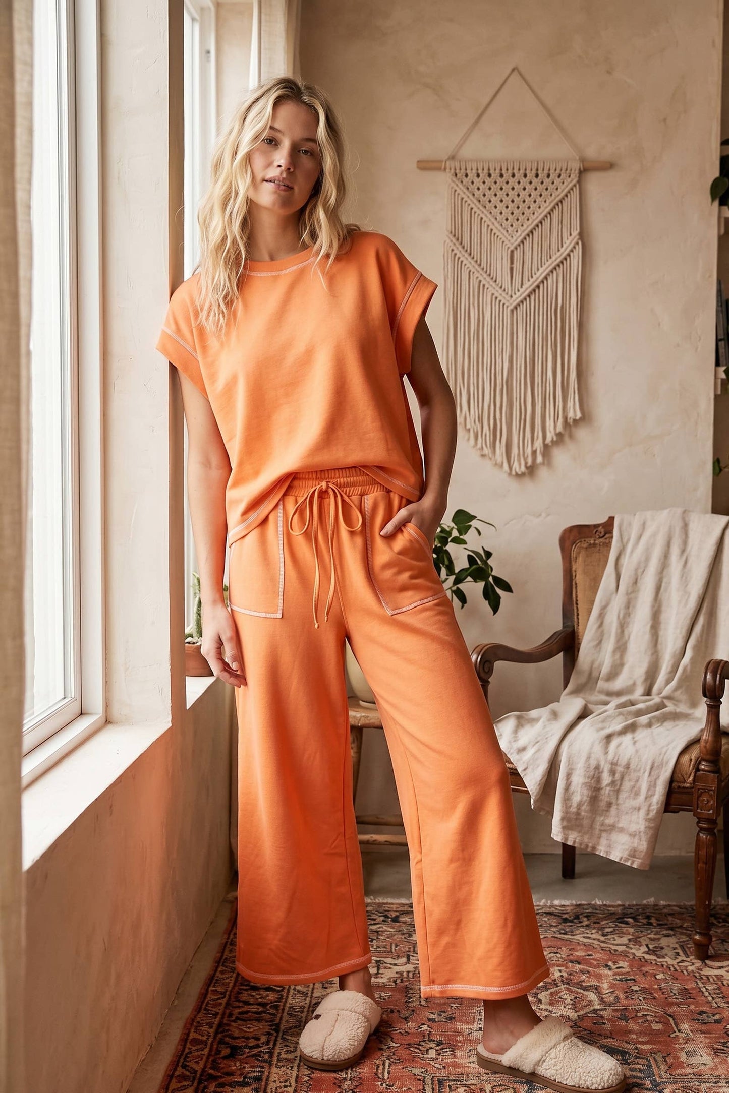 Scuba Contrast Stitch Lounge Set