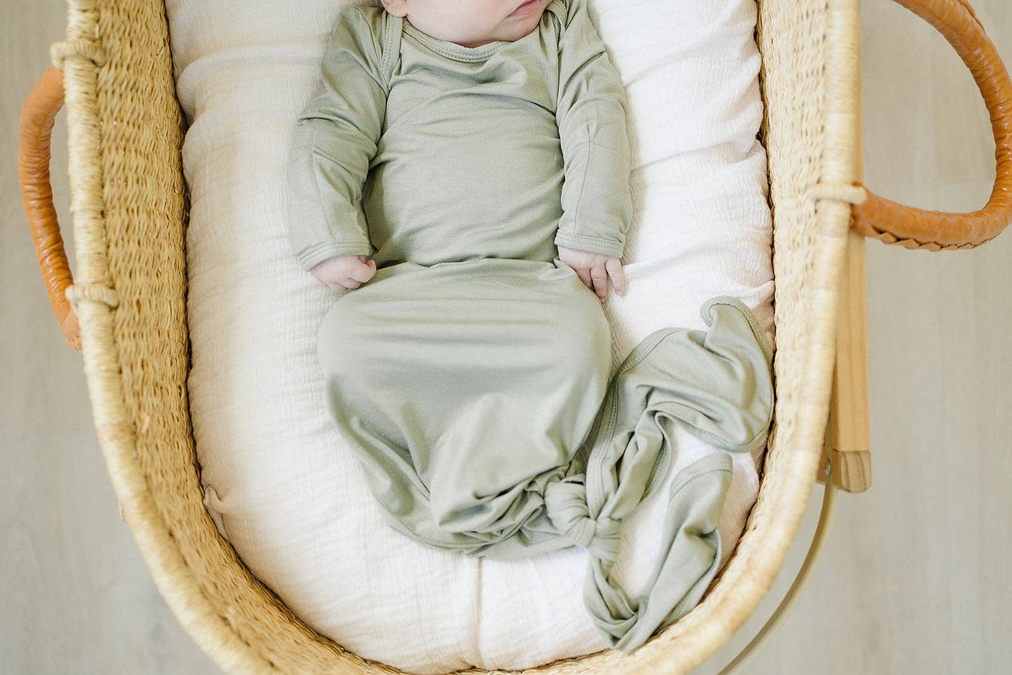 Dried Thyme Knotted Gown: 0-3 Months