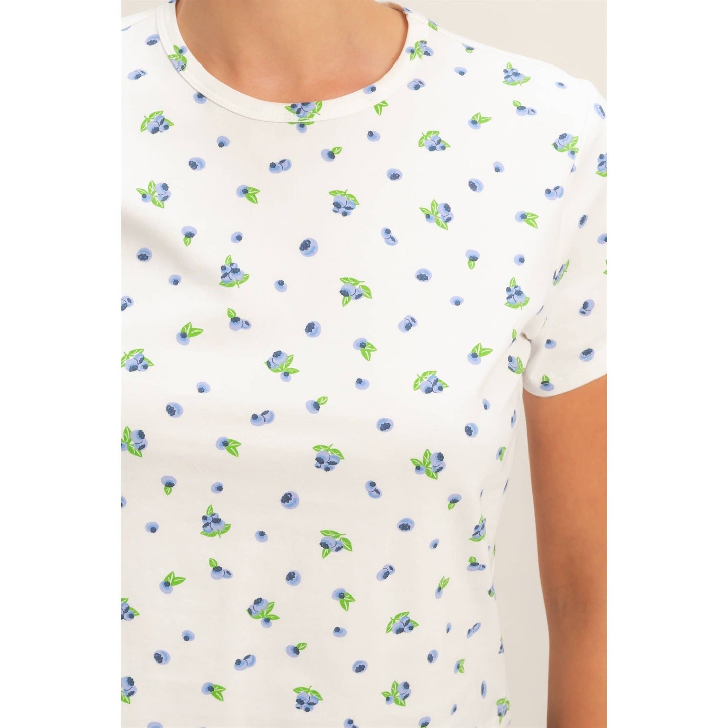 Blueberry Print Crew Neck Tee