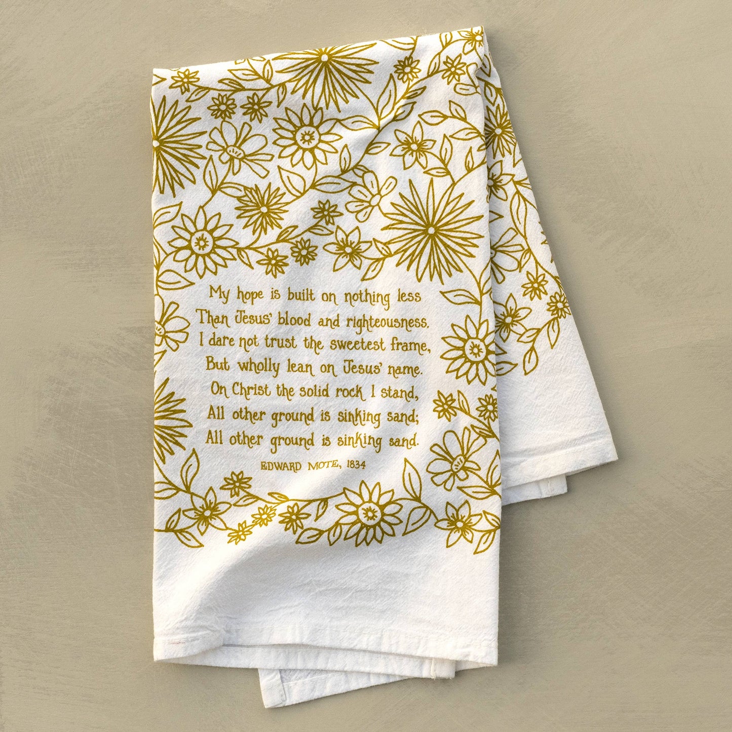 "My Hope Is Built" Hymn Tea Towel