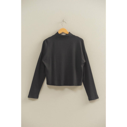 Soft Mock Neck Long Sleeve Top | Relaxed Fit Essential Layer